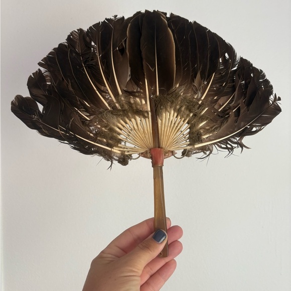 Antique handmade Feather Fan circa 1900s - Picture 2 of 12